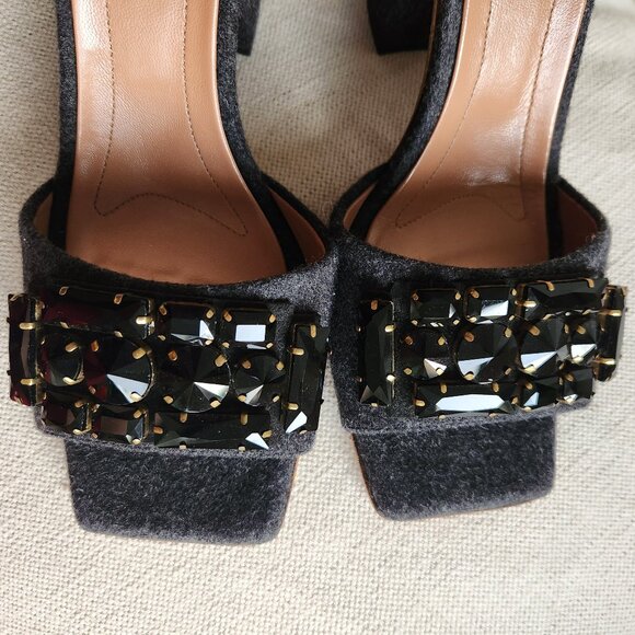 Sz10 Marni Dark Gray Felt Jeweled Ankle Strap Sandals - EUC (worn once) - Picture 7 of 16